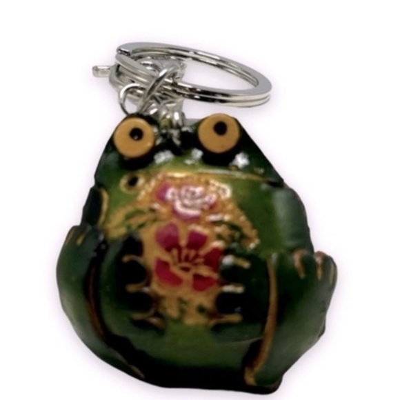 NWT Genuine Leather Handcrafted Mini Green Frog Keychain Bag Charm! - Picture 1 of 1